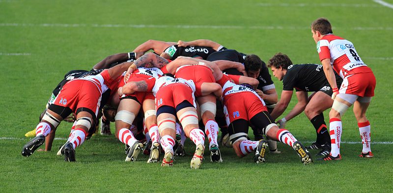 A rugby scrum A rugby scrum